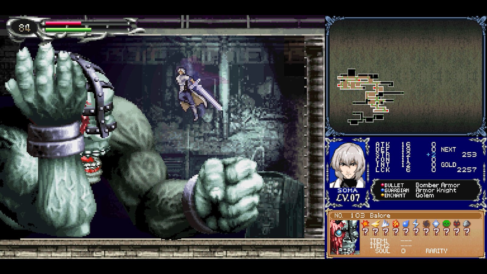 Jonathan Morris e Charlotte Aulin enfrentando chefes em Castlevania: Portrait of Ruin