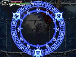O traçado do Selo Mágico com a Stylus na tela sensível ao toque de Dawn of Sorrow
