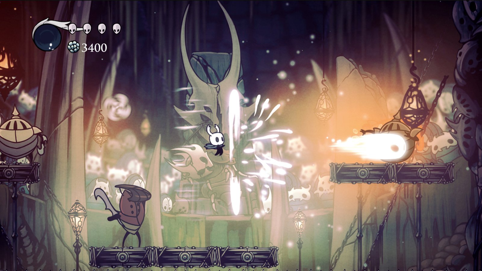 O Cavaleiro contemplando a melancólica Cidade das Lágrimas em Hollow Knight