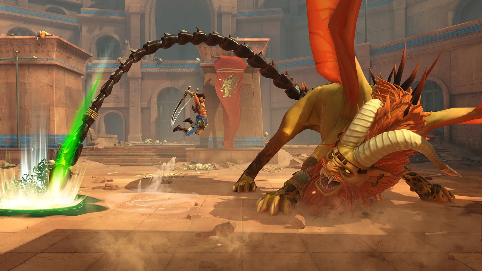 Sargon em combate aéreo acrobático em Prince of Persia: The Lost Crown