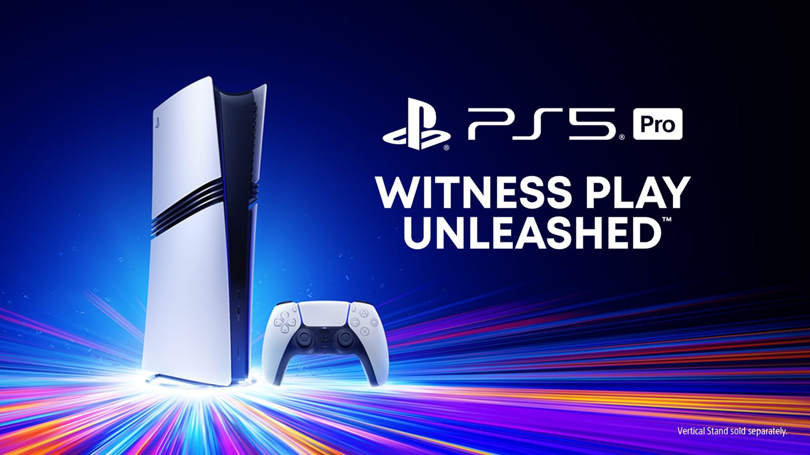 Console PlayStation 5 Pro oficial com seu design característico de três listras pretas