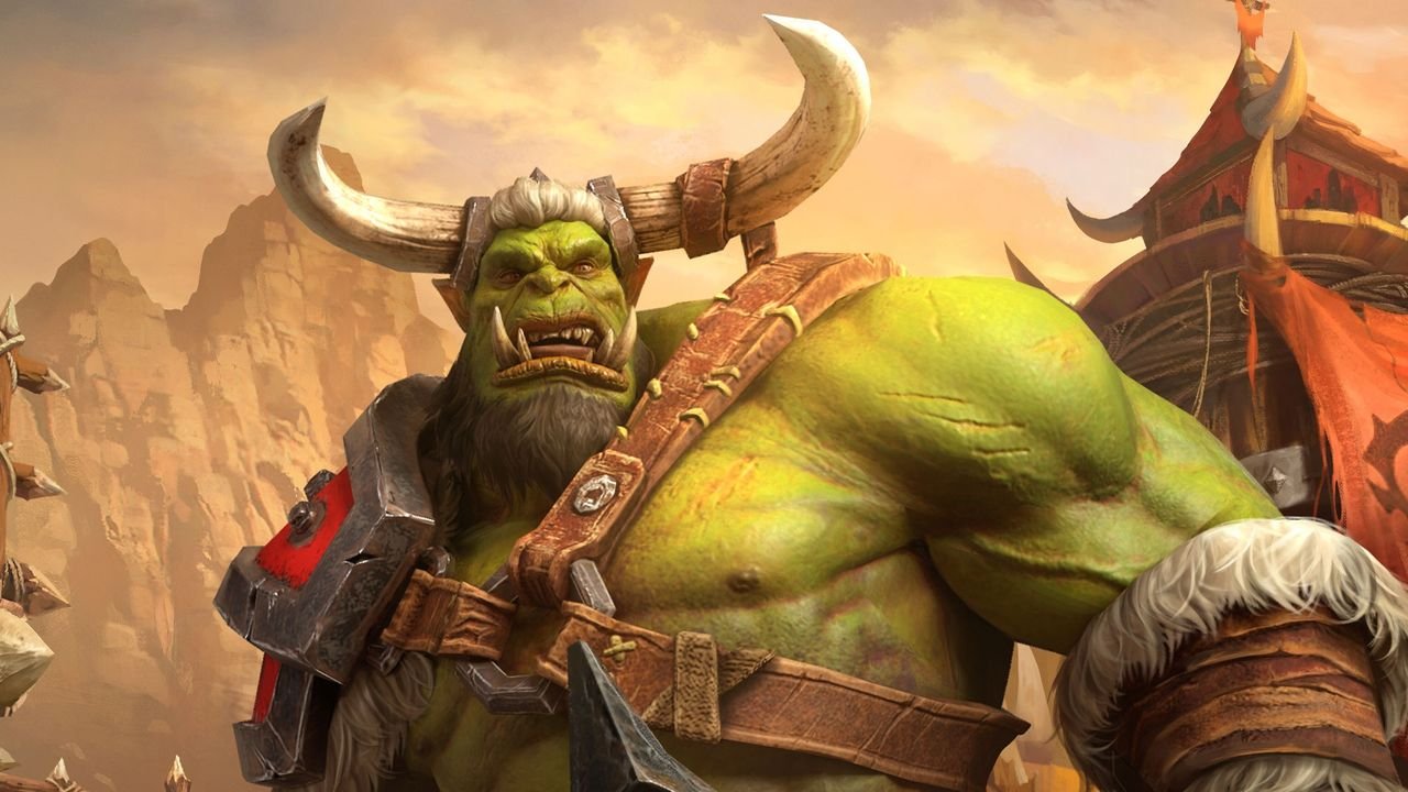 Arte conceitual de Warcraft 3 destacando o semblante severo de um guerreiro Orc