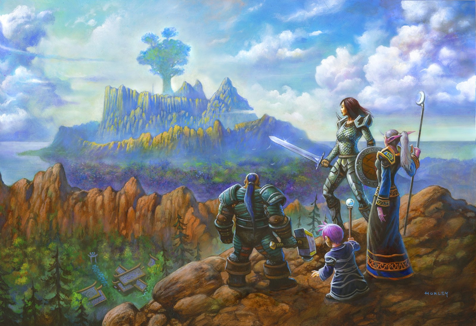 Arte oficial de World of Warcraft: Forever exibindo heróis clássicos contemplando os horizontes inexplorados de Azeroth